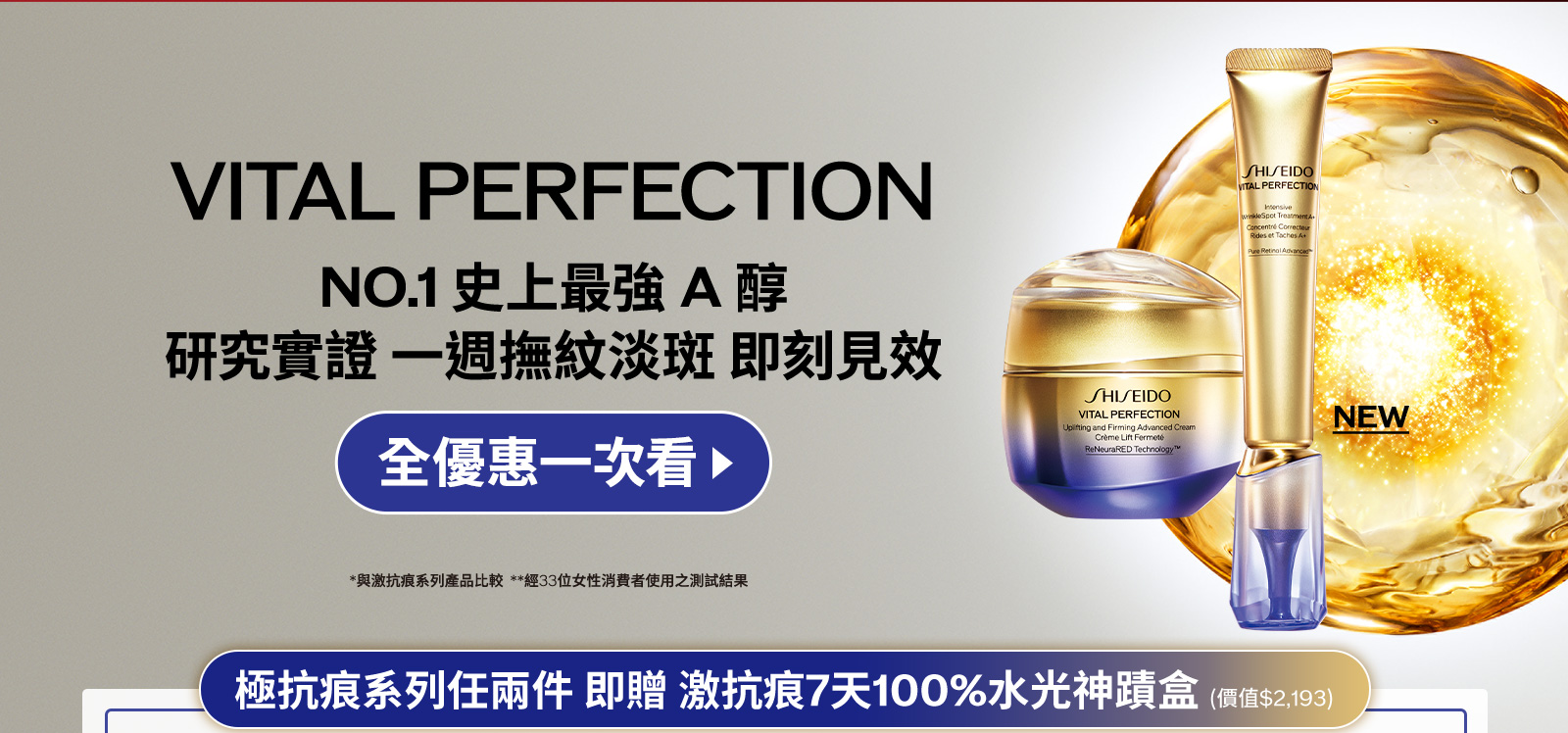 VITAL PERFECTION NO.1史上最強A醇 研究實證一週撫紋淡斑 即刻見效