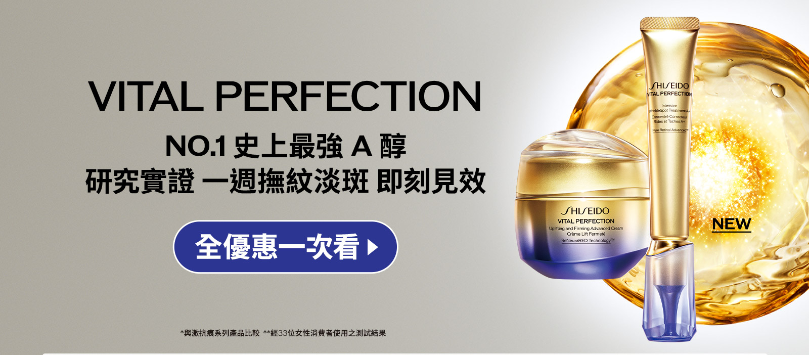 VITAL PERFECTION NO.1史上最強A醇 研究實證一週撫紋淡斑 即刻見效