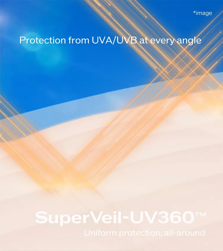 Protection from UVA/UVB at every angle [SuperVeil-UV360™] Uniform protection. all-around *image